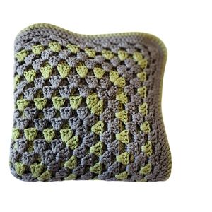 Handmade Afghan Grey and Lt Lime Green